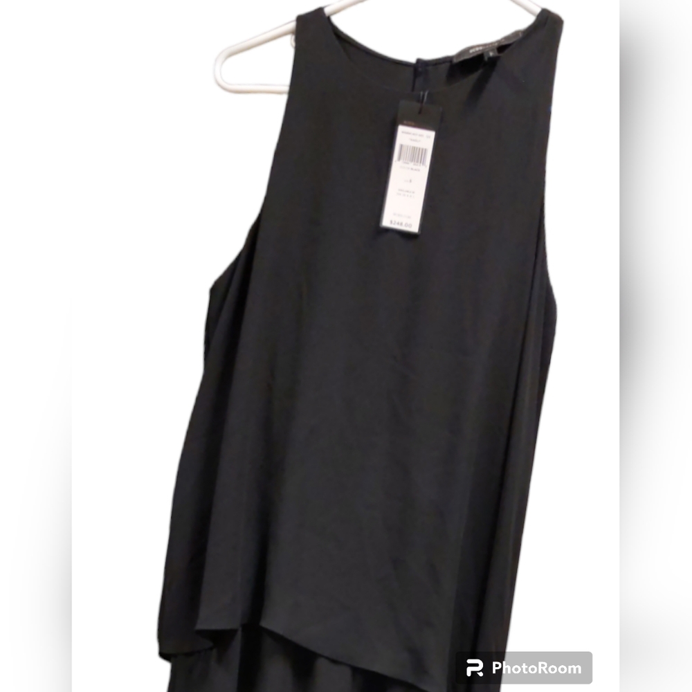 Black chiffon jumpsuit with back slit
